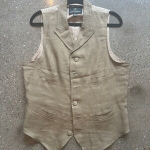 Nigel Cabourn Linen Waistcoat, Khaki